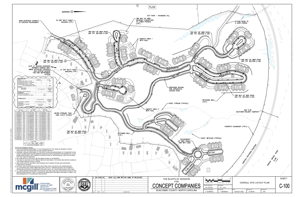 The Bluffs of Woodfin overall site layout plan
